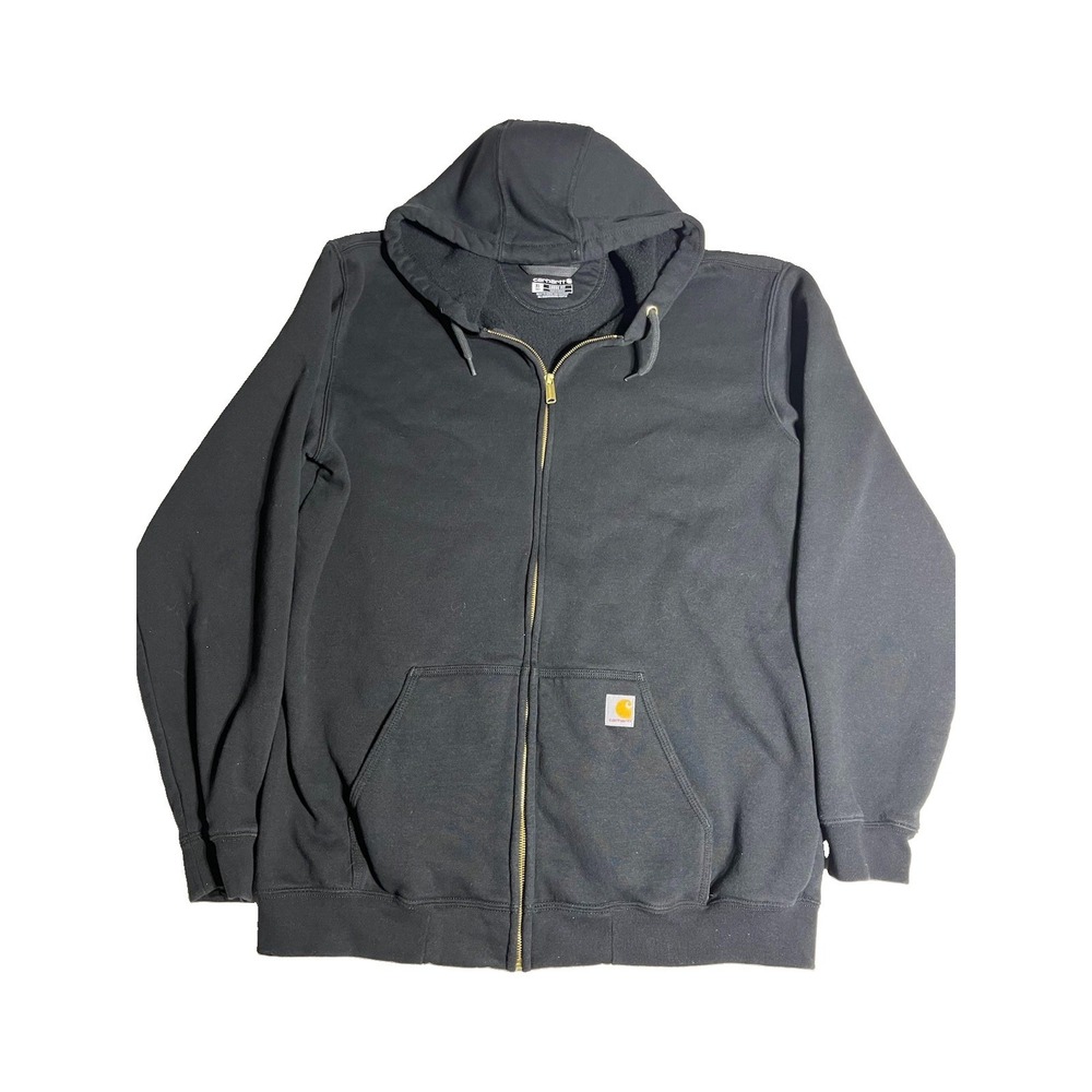 Carhartt K122 Mens XL Full Zip Hoodie Black Loose Fit Heavyweight Sweatshirt EUC
